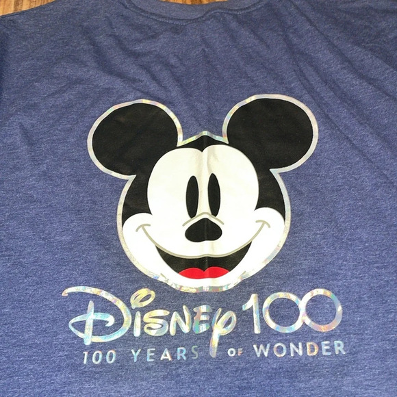 Disney men’s womens large shirt tshirt short sleeve 100 year Mickey design blue - Picture 6 of 7